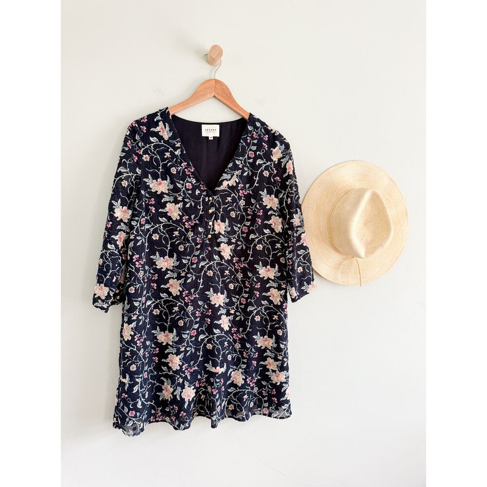 Sézane | Sezane | Robe Aure Floral Mini Dress Navy | Sz 38 / US Sz 6